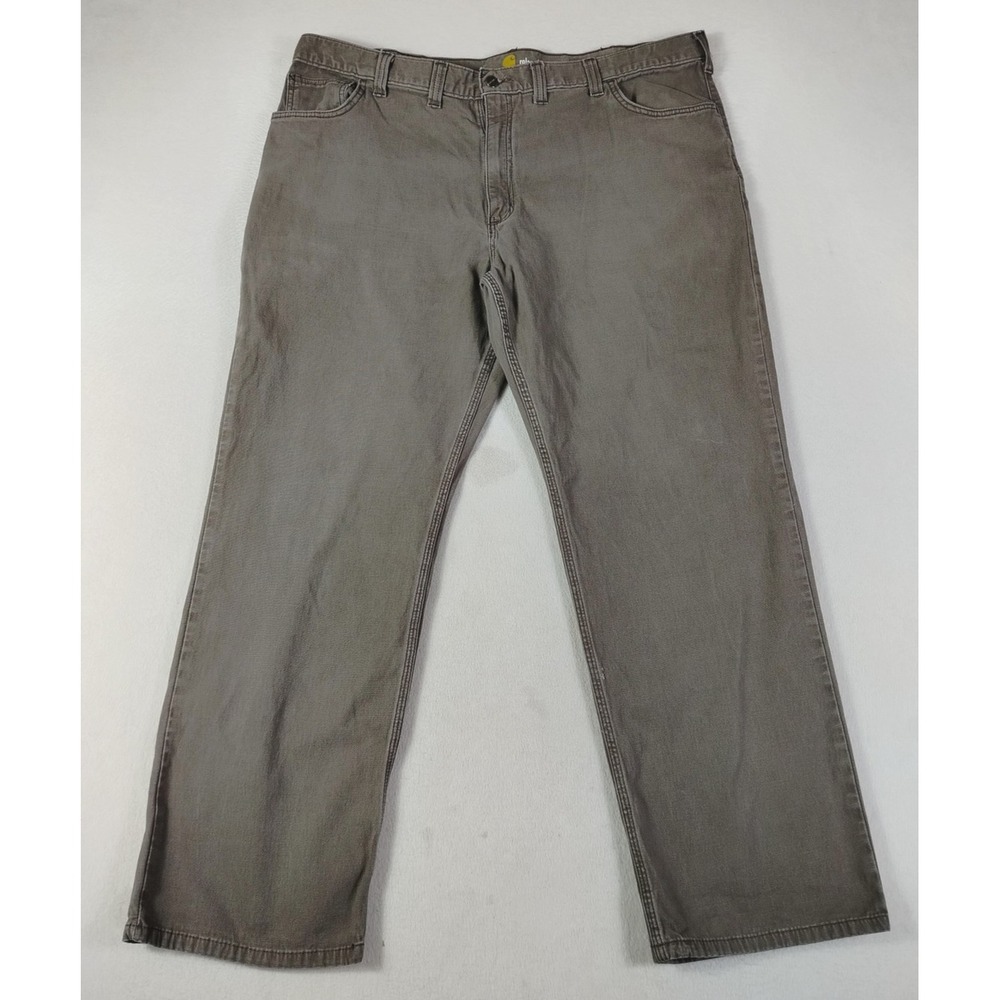 Carhartt Rigby Jeans Mens 44x32 Gray‎ Relaxed Fit Straight Leg Canvas Workwear